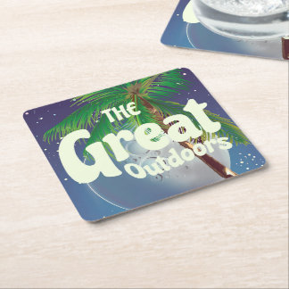 The Great Outdoors Palm and Moon Square Paper Coaster