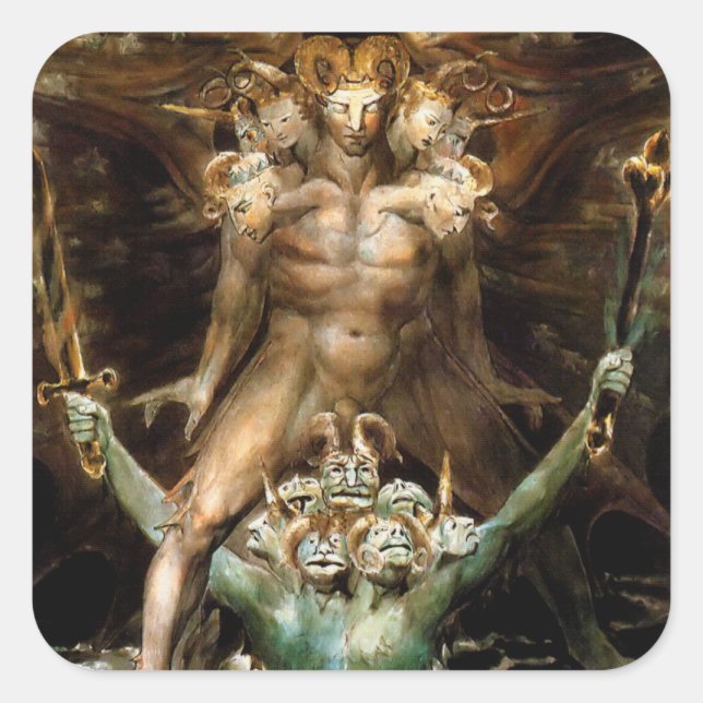 The Great Red Dragon and the Beast from the Sea Square Sticker (Front)