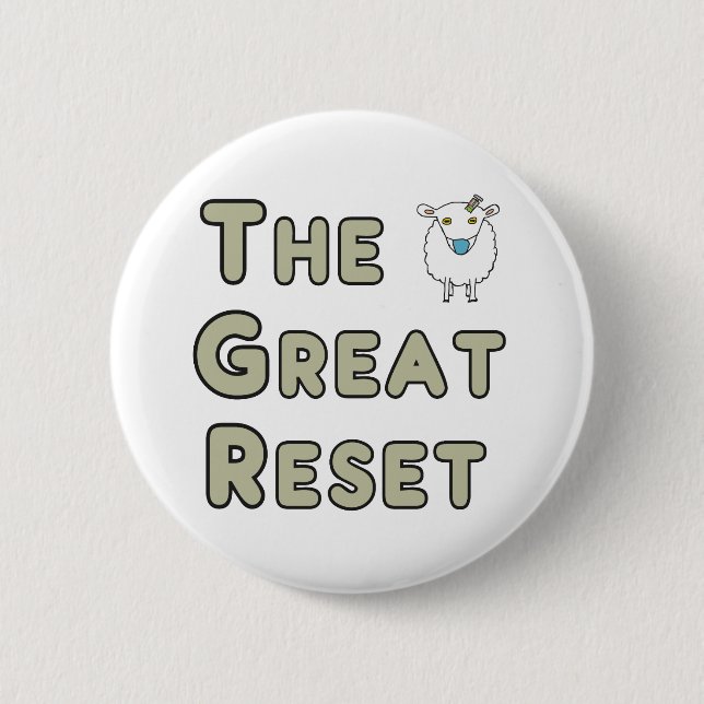 The Great Reset Sheep 6 Cm Round Badge (Front)