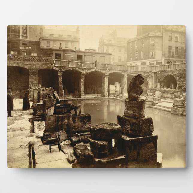The Great Roman Bath, Bath (b/w photo) Plaque (Front)