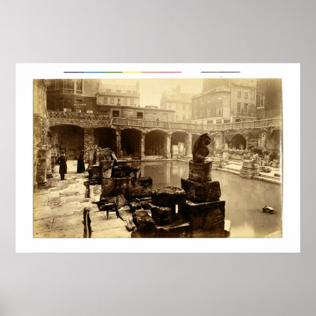 The Great Roman Bath, Bath (b/w photo) Poster (Front)