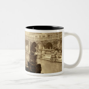The Great Roman Bath, Bath (b/w photo) Two-Tone Coffee Mug