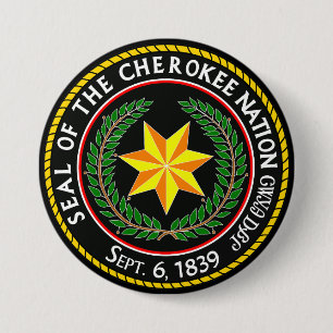 The Great Seal Of The Cherokee Nation Oklahoma 7.5 Cm Round Badge