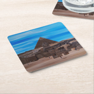 The Great Sphinx and the Pyramid of Khafre Square Paper Coaster