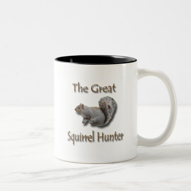 The Great Squirrel Hunter grey Two-Tone Coffee Mug (Right)