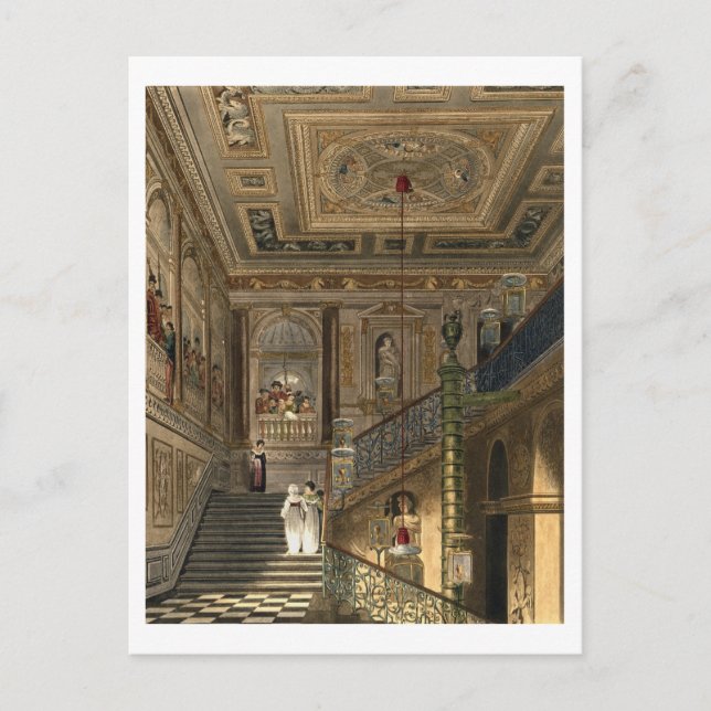 The Great Staircase at Kensington Palace From Pyne Postcard (Front)