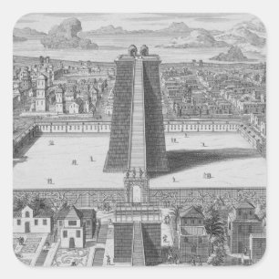 The Great Temple of Vitsliputsli in Mexico City, i Square Sticker