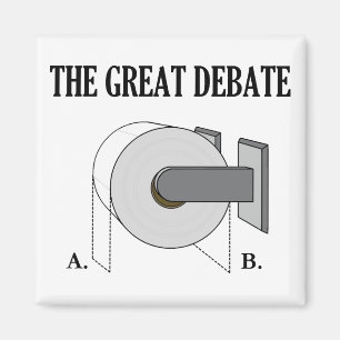 The Great Toilet Paper Bathroom Debate Magnet