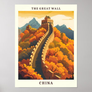 The Great Wall China Elegant Art Vintage Travel Poster
