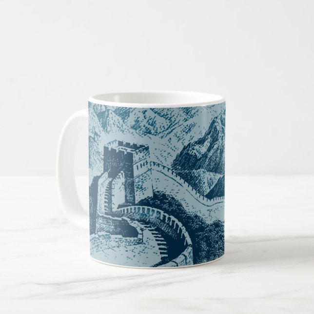 The Great Wall in Blue Coffee Mug (Front Left)