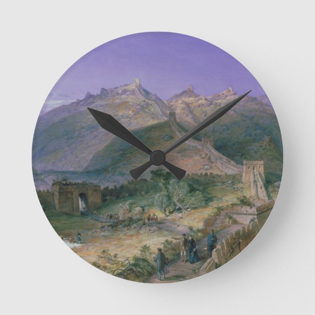 The Great Wall of China, 1886 (w/c) Round Clock (Front)