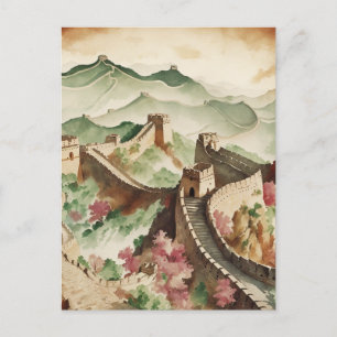 The great wall of China vintage Postcard