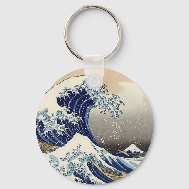 The Great Wave, by Hokusai, Fine Art Key Ring (Front)