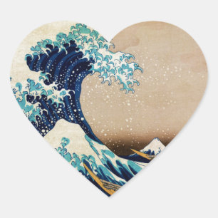 The Great Wave by Hokusai Vintage Japanese Heart Sticker