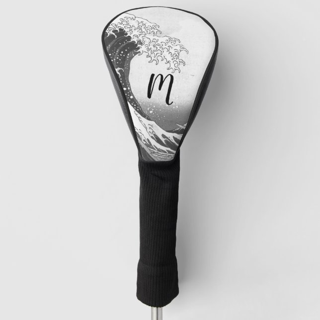 The Great Wave  in black&white Golf Head Cover (Front)