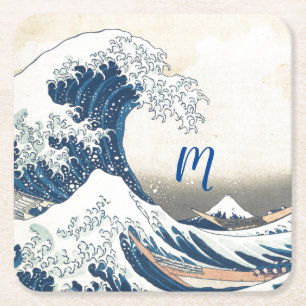 The Great Wave - Japanese art Square Paper Coaster