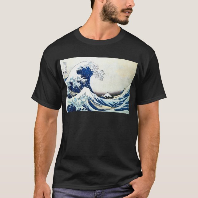 "The Great Wave" Japanese Painting by Hokusai T-Shirt (Front)
