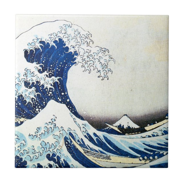 "The Great Wave" Japanese Painting by Hokusai Tile (Front)