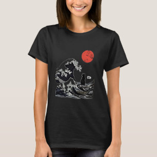 The Great Wave Kanagawa Funny Japanese Surfing Cat T-Shirt