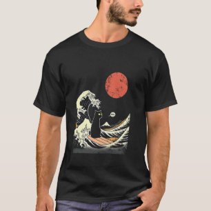 The Great Wave Kanagawa Funny Japanese Surfing Cat T-Shirt