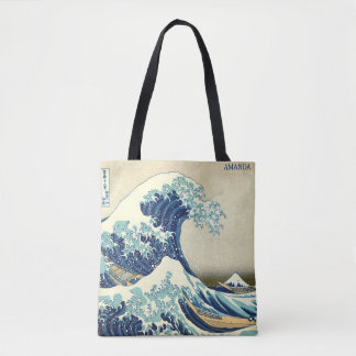 The Great Wave – Katsushika Hokusai – Custom Text Tote Bag