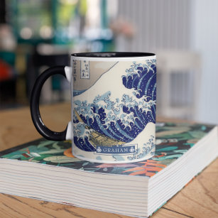 The Great Wave   Monogram Mug
