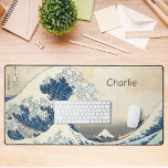 the great wave mount fuji painting japanese art desk mat<br><div class="desc">Desk mat mouse pad featuring the japanese painting "the great wave" with vulcano mount fuji. 
customisable with your own name</div>