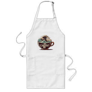 The Great Wave Of Coffee Long Apron