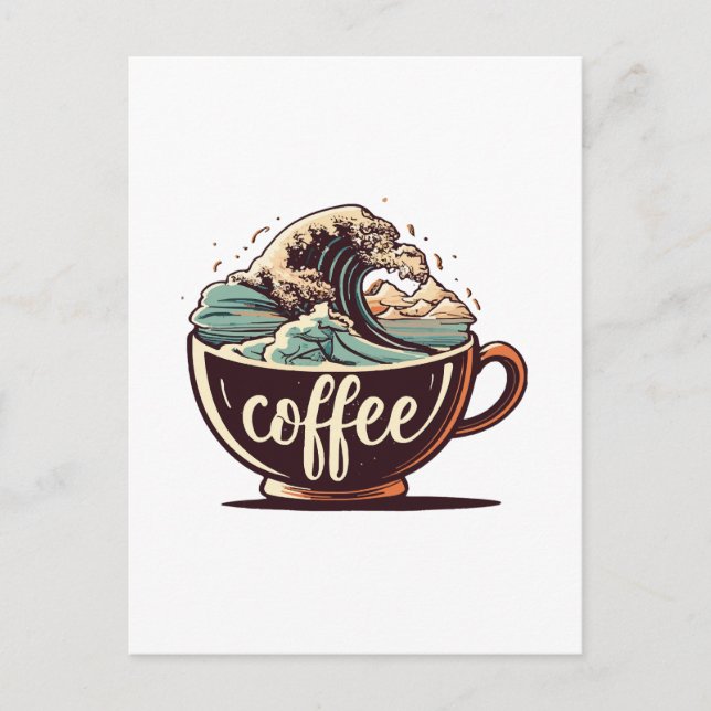 The Great Wave Of Coffee Postcard (Front)