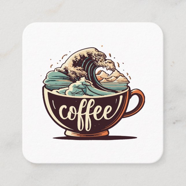 The Great Wave Of Coffee Square Business Card (Front)