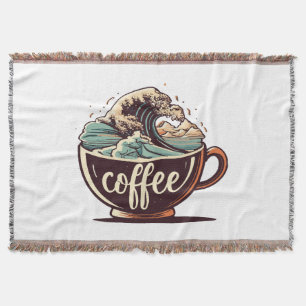The Great Wave Of Coffee Throw Blanket