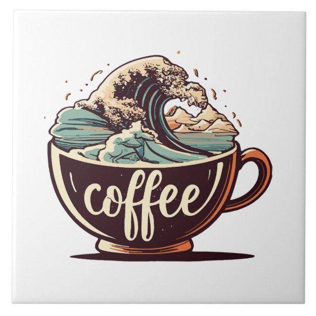 The Great Wave Of Coffee Tile (Front)