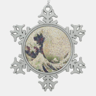 The Great Wave Of Honeydew Melon Fine Art Spoof Snowflake Pewter Christmas Ornament