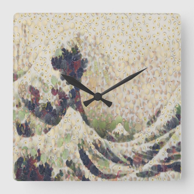 The Great Wave Of Honeydew Melon Fine Art Spoof Square Wall Clock (Front)