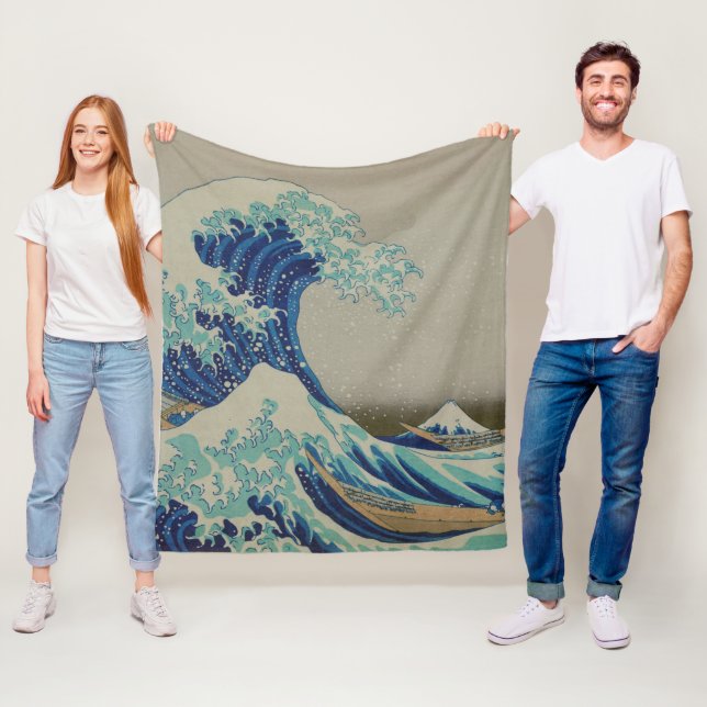 The Great wave of Kanagawa Japanese Woodblock Art Fleece Blanket (In Situ)