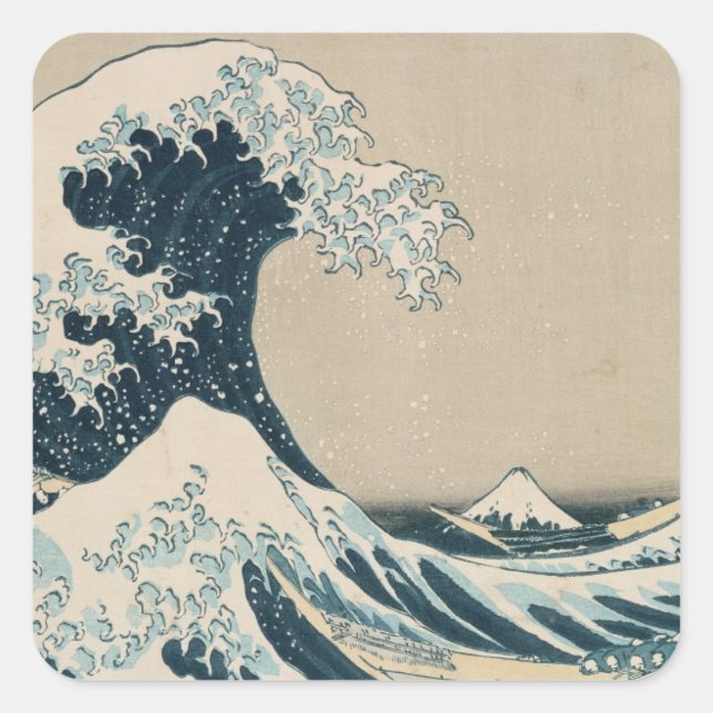 The Great Wave of Kanagawa, Views of Mt. Fuji Square Sticker (Front)
