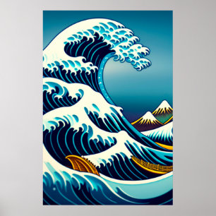 The Great Wave of Kanagawa Vintage Japanese Art Poster