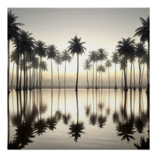 The Great Wave of Palm Trees Water Mirror Poster