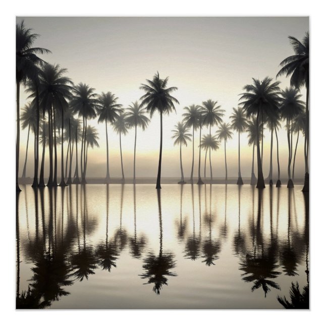 The Great Wave of Palm Trees Water Mirror Poster (Front)