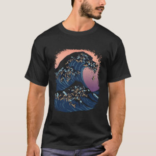 The Great Wave Of Pugs By Huebucket T-Shirt