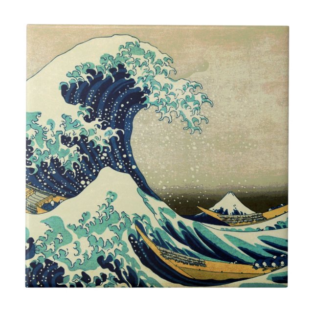 The Great Wave off Kanagawa (神奈川沖浪裏) Ceramic Tile (Front)