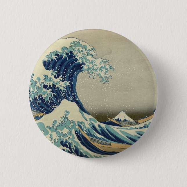 The Great Wave off Kanagawa 6 Cm Round Badge (Front)