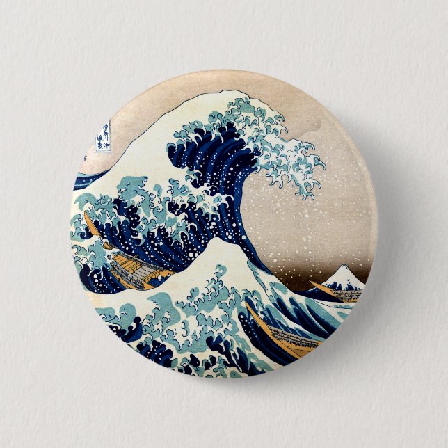 The Great Wave off Kanagawa 6 Cm Round Badge (Front)