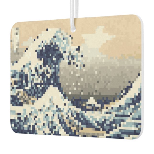 The Great Wave off Kanagawa 8 Bit Pixel Art Car Air Freshener (Left)