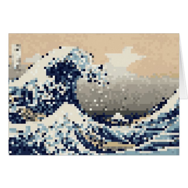 The Great Wave off Kanagawa 8 Bit Pixel Art Card (Front Horizontal)