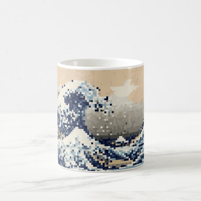 The Great Wave off Kanagawa 8 Bit Pixel Art Coffee Mug (Center)