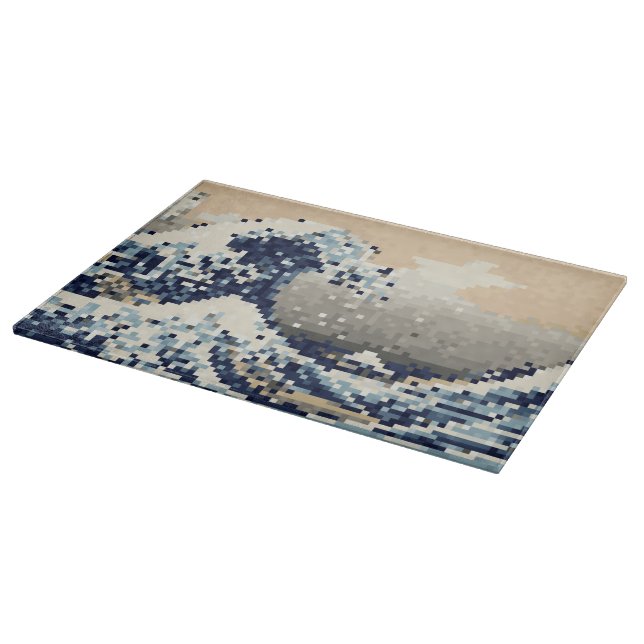 The Great Wave off Kanagawa 8 Bit Pixel Art Cutting Board (Corner)