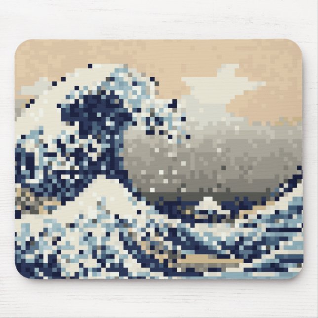 The Great Wave off Kanagawa 8 Bit Pixel Art Mouse Mat (Front)