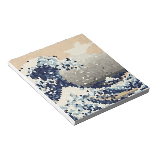 The Great Wave off Kanagawa 8 Bit Pixel Art Notepad (Angled)
