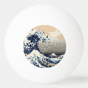 The Great Wave off Kanagawa 8 Bit Pixel Art Ping Pong Ball